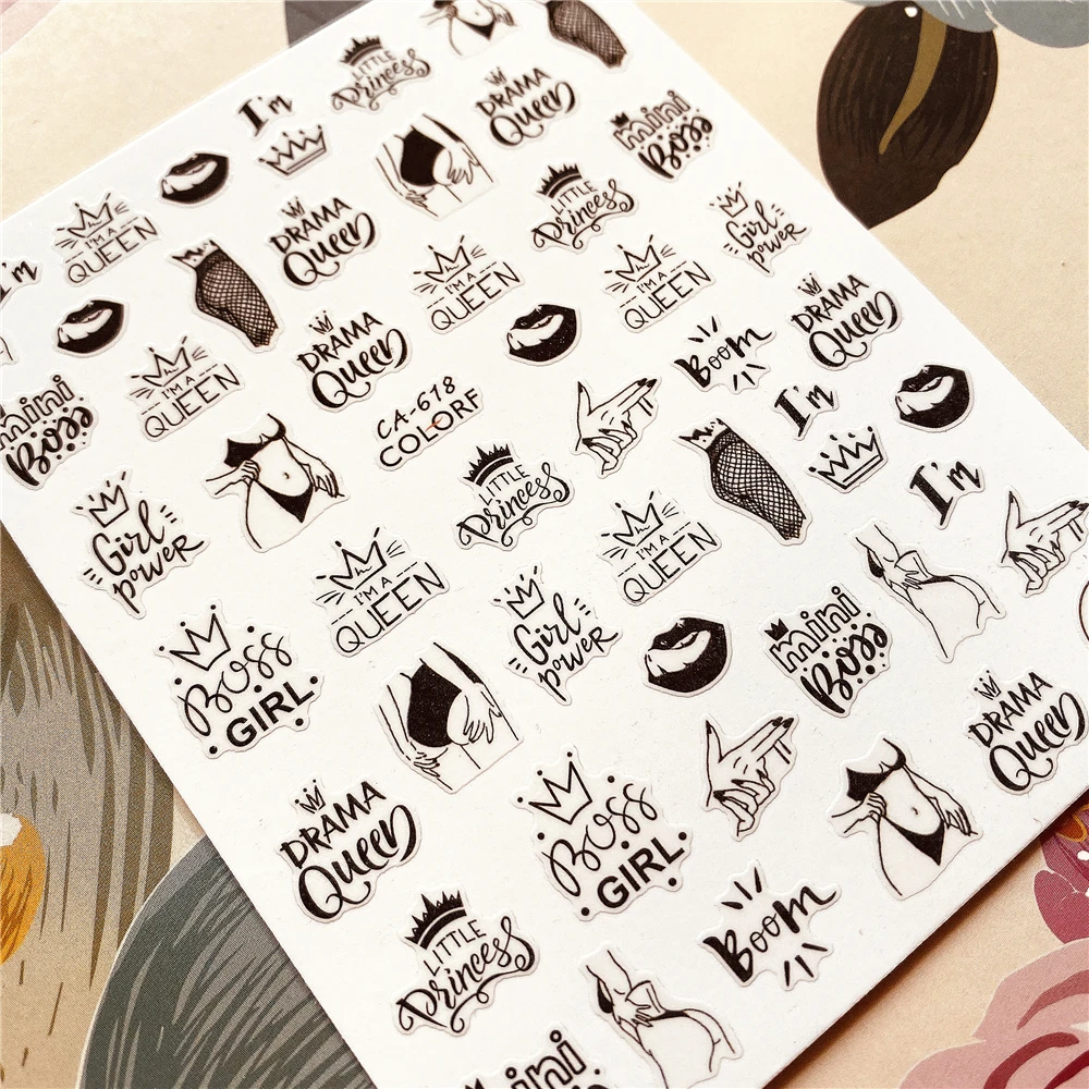 

English Words, Alphabet, Letter, Series 3D Back glue Nail decal Nail sticker Nail decoration Nail art Nail tool Nail ornament
