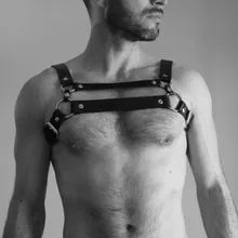 Sexy Leather Male Adjustable Body Chest Harness Punk Gothic Fetish Men Shoulder Muscle Bondage Belt Straps Rave Costumes Tank