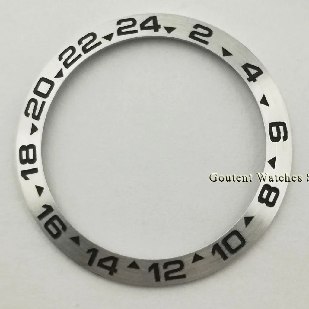 38mmNewStyleSilverGMTBezelInsertStainlessSteelBezelFitFor