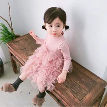 Осеннее детское платье Из Сетчатой Ткани в стиле пэчворк вязаное платье с длинными рукавами и бантом для девочек детская одежда маленьких и средних размеров