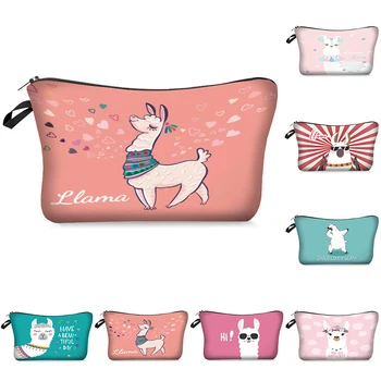 

Llama Cosmetic Pouch 3D Printing Women Travel Makeup Bag Pencil Storage Organizer Coin Bags For Wpmen Girls Multicolor Pattern
