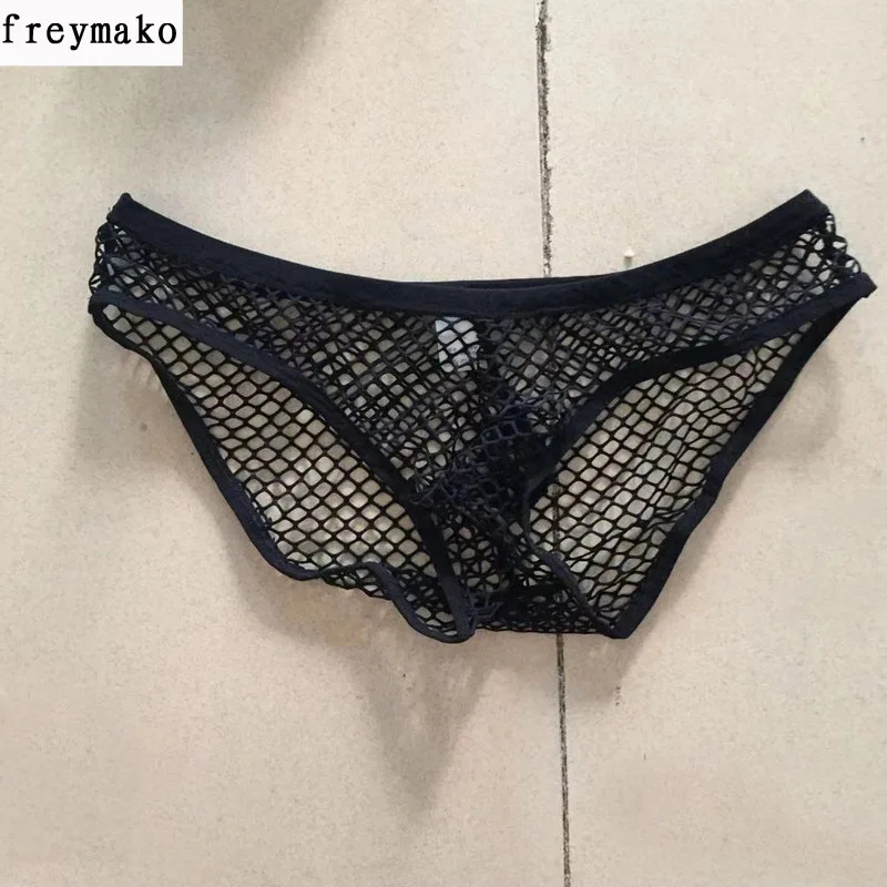 Нижнее белье cueca masculina ультратонкие дышащие сетчатые трусы для геев|men transparent