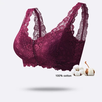 

Non-steel Ring Underwear Front Buckle Zipper Lace Sexy Beautiful Back Full Cup Thin Section Collection Vice Breast Anti-sag Bra