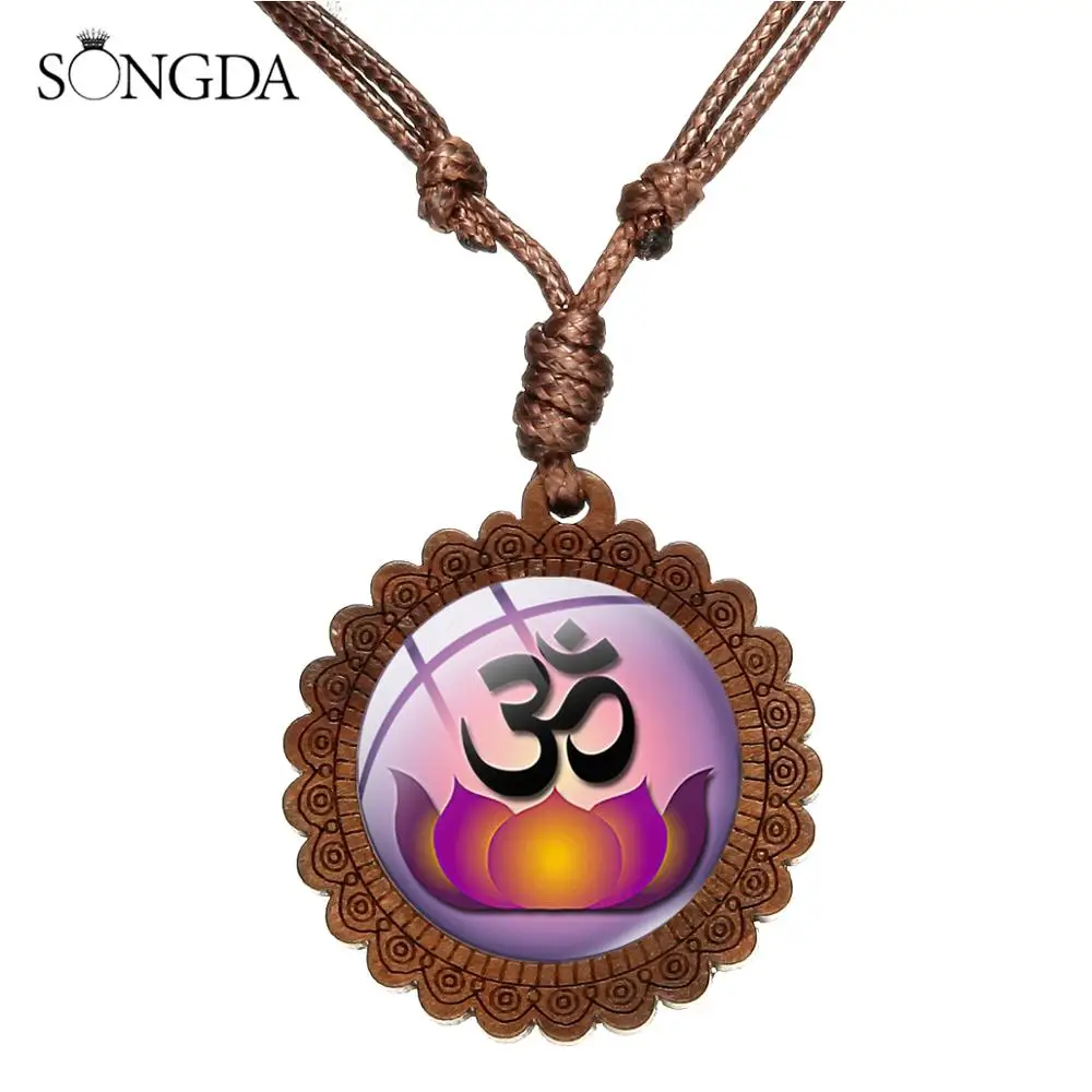 Ожерелье с логотипом Ом Aum Yoga Будда значок деревянная подвеска для ожерелья