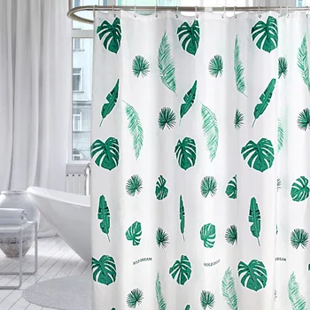 

Green Tropical Plants Shower Curtain Bathroom Waterproof Polyester Curtain Leaves Printing Curtains for bathroom shower
