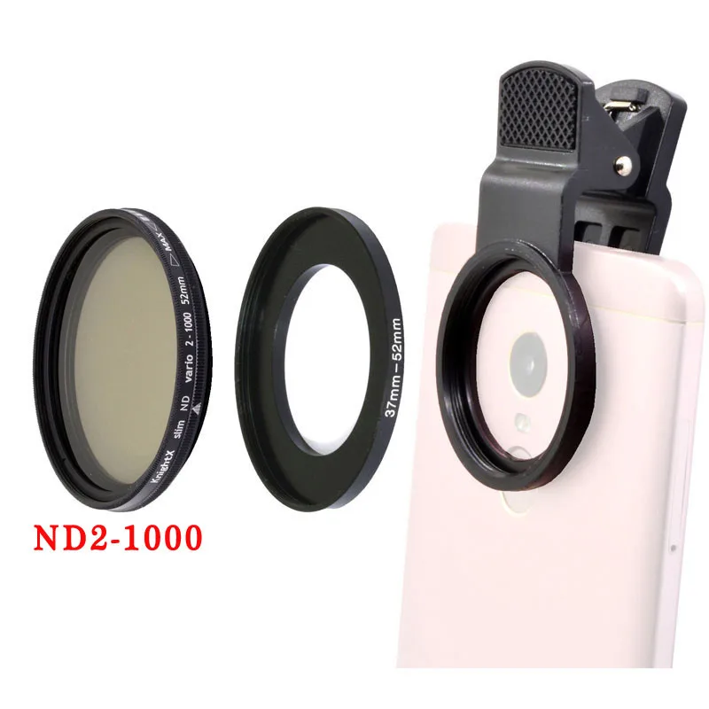 mobile phone lens kit KnightX 52MM Photography Camera  lens filter macro ND2-1000 variable Neutral Density Adjustable for any smartphone mobile phone wide lens for mobile Lenses