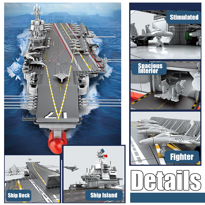 SEMBO 3010pcs Shandong Aircraft Carrier Military Building Blocks Toys for kids 