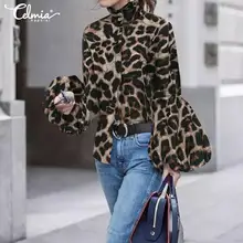 #Special Offers Elegant Office Work Blouses Women 2019 Celmia Plus Size Leopard Print Tops Casual Loose Shirt Ladies High Collar Blusas Feminina #Special Offers Elegant Office Work Blouses Women 2019 Celmia Plus Size Leopard Print Tops Casual Loose Shirt Ladies High Collar Blusas Feminina
