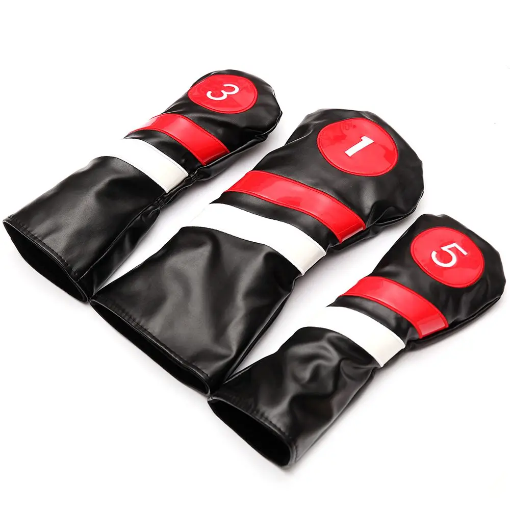 Golf Club #1 #3 #5 Wood Headcovers Driver / Fairway Rescue Woods / Hybrid PU Leather Head Covers Set Protector 3