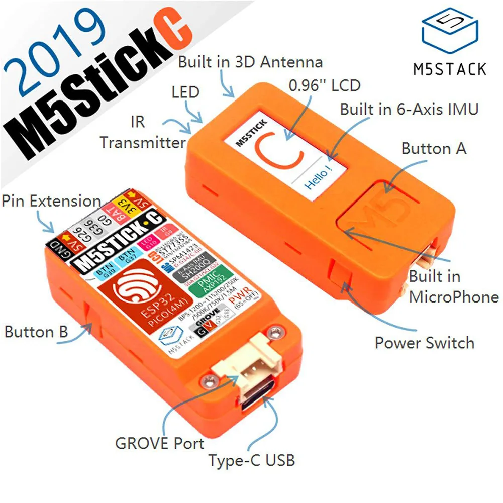 M5StickC IoT практичный Микрофон Led с ЖК-дисплеем wifi Bluetooth USB палец компьютер портативный ESP32 макетная плата аксессуары