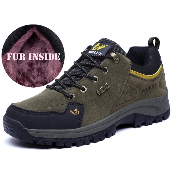 FUR Dark Green Зимняя мужская и женская уличная спортивная походная обувь, пара осенних повседневных мужских ботинок, теплая обувь с мехом, женские классические кроссовки 47 - Цвет: FUR Dark Green