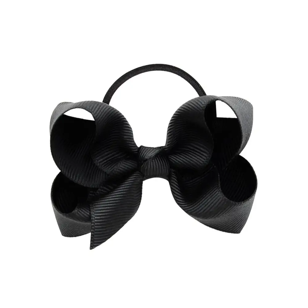 4 3.5 inch Grosgrain Ribbon Hair Bow Scrunchies Elastic Hair Rope Rubber Band Ponytail Holder Hair Bands Hairwear Hair Accessories - Цвет: 4
