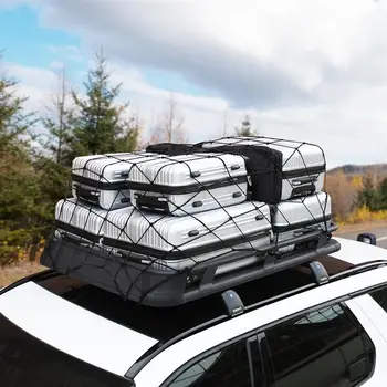 

Hot 120*180cm 120*90cm Bungee Cargo Net with Tangle-Free 12Pcs Clip Carabiners Oversized Rooftop Carrier Net for Short Truck ATV