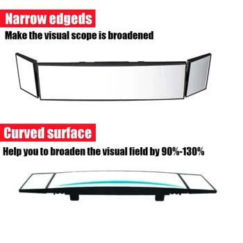 

Car Tri-Fold Curved Clip On Rear View Mirror Convex Mirror Driving Safety Wide Angle Rear View Mirror Auto Car Interior Mirrors