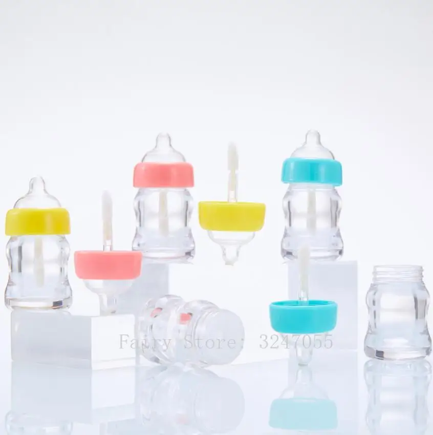 

7ml Milk Bottle Lip Gloss Tube Bottle Empty Lipgloss Tube Plastic Transparent/Yellow/Pink Lip Gloss Cosmetic Packaging Container