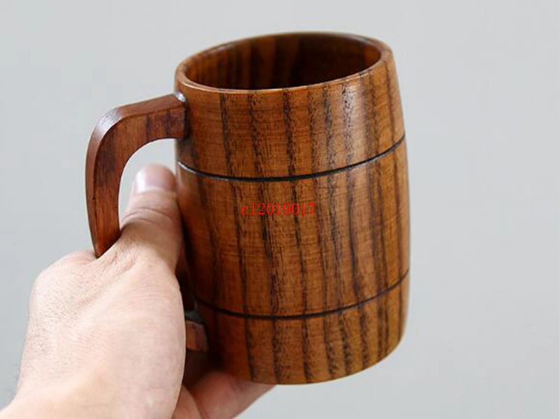 

New Eco-friendly 400ml Classical Wooden Beer Tea Coffee Cup Mug Water Bottle Heatproof Home Office Party Drinkware