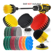 

27pcs 2''3.5''4''5'' Car Cleaning Polishing Brush Head Set Electric Drill Cleaning Brush Set Floor Wall Descaling Kitchen Brush