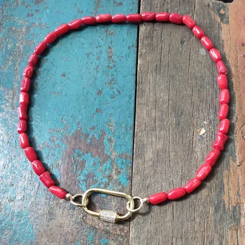 

Elegant women red coral necklace handmade stylish clothes accessories with spiral buckle pendants biżuteria 2020 new colar
