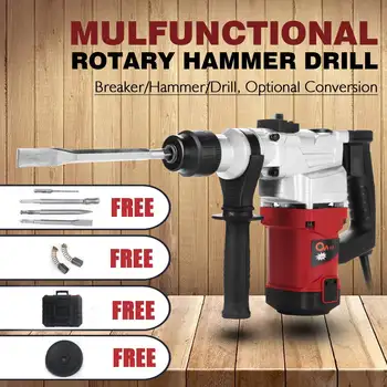 

220V 1850W Electric Rotary Hammer Drill Professional Concrete Breaker 3 Modes Impact Drill Indurstial Brushless Chiseling