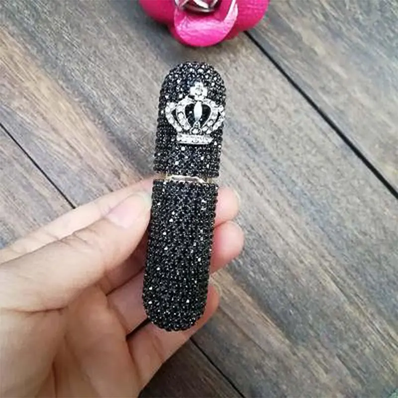 black crown 1 шт. мини очаровательные Стразы дорожная бутылка с распылителем ящик для хранения духов Лейка пустой органайзер для макияжа женские подарки - Цвет: black crown