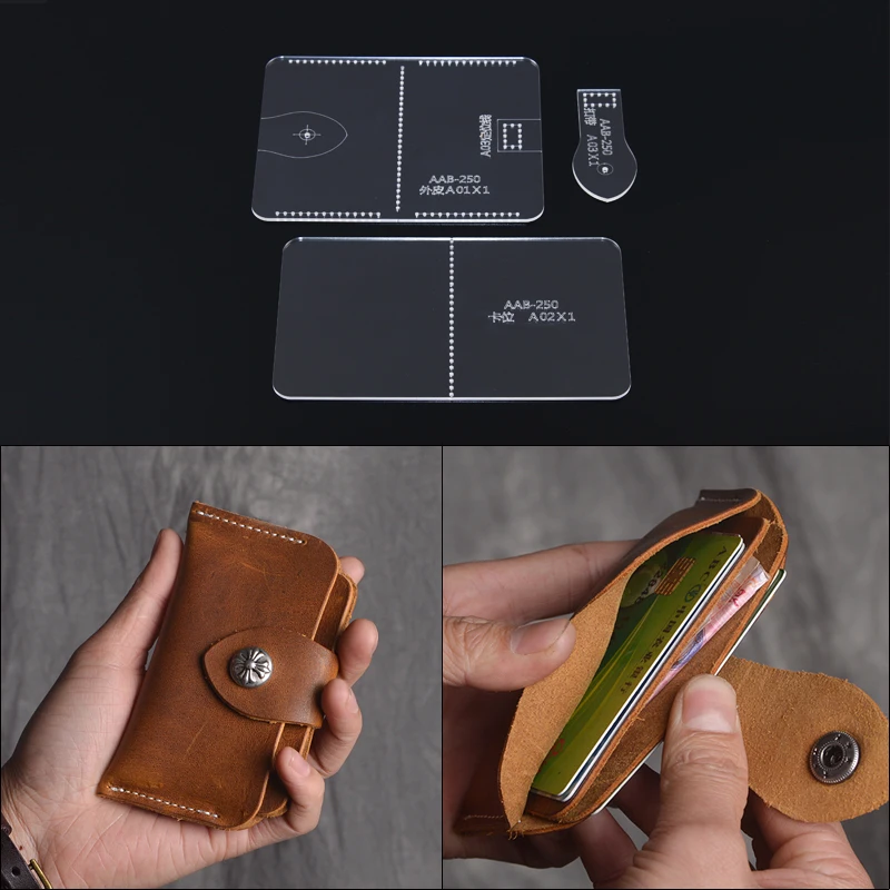 

1Set DIY Acrylic Template New Multifunctional Card Case Wallet Leather Craft Pattern DIY Stencil Sewing Pattern 12.5cm*7.5cm