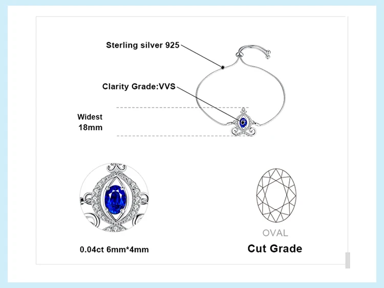 JewelryPalace тыквы каретки 0.4ct создан сапфир регулируемый браслеты 925 пробы серебро Рождество украшения подарок для женщин
