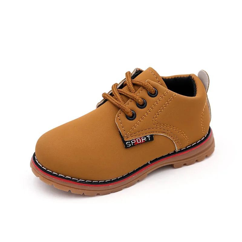 COZULMA/рабочие ботинки на шнуровке для маленьких мальчиков детская повседневная нескользящая обувь на мягкой подошве осенние ботильоны для девочек размер 21-25 - Цвет: Цвет: желтый