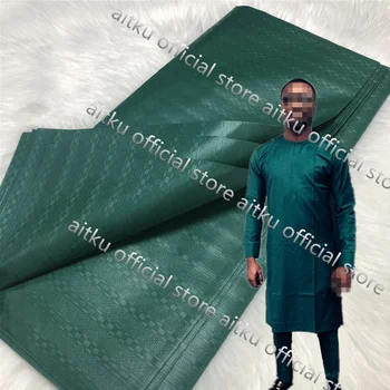 

10 Yards 2019 High quality Nigeria atiku fabric Green color cotton solf fabric AT30