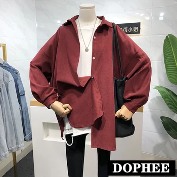 

2020 Spring New Korean Simple Solid Color Lapel Long-sleeved Shirt Women Loose Blouse Leisure Student Shirt Tops