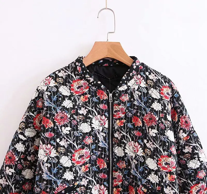 

XZ/2164tt 2019 Autumn And Winter Casual plus Cotton Loose-Fit Printed Stand Collar Jacket Baseball Uniform Cotton-padded Clothes
