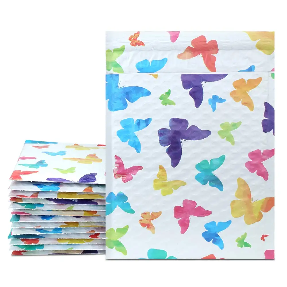 Butterfly 10 шт 175x230 мм пластиковый пузырьковый почтовый пакет, смешанный рисунок, полиэтиленовый пузырьковый конверт, упаковка - Цвет: Butterfly
