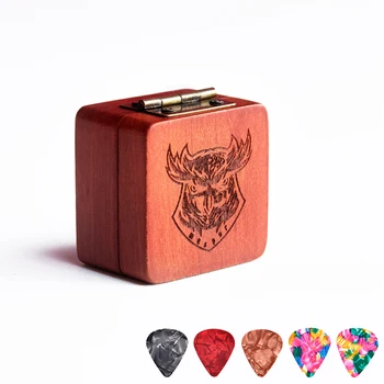 

5Pcs Wooden Guitar Picks with Case Wood Picks for Acoustic Electric Guitars Bass Ukulele Musical Instrument Tool