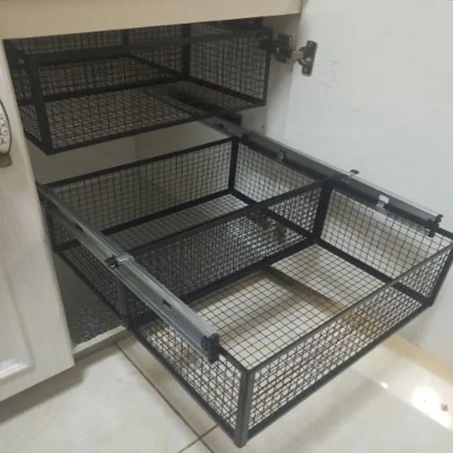 Diy Szekrény Fiókos Kosár Konyha Tároló Polc Szervező Csúszó Húzza Ki A Fém Fiók Típusú Háló - Image 5