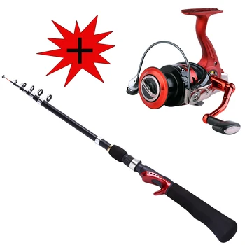 

Sougayilang 1.65m Telescopic Portable Fishing Rod with BD2000 Reel Combo Carbon Fiber Fishing Rod Reel Fishing Pole Set