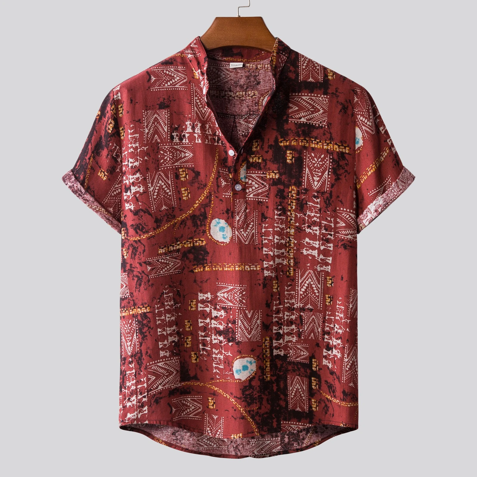 Camisa de lino y algodón Para Hombre, Camisas hawaianas informales de manga  corta con dibujo étnico, cárdigan con botones Para verano, 2021|Camisas  informales| - AliExpress