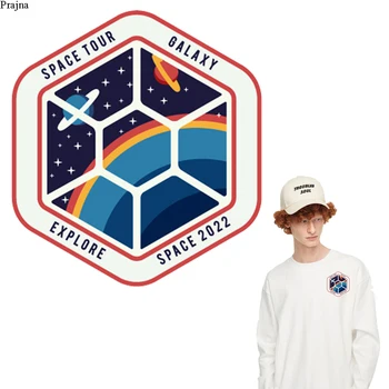 

Prajna Iron On Transfers Vinyl Heat Transfer Patches For Clothes Cosmic Space Stripes Thermal Stickers On Clothes Appliques DIY