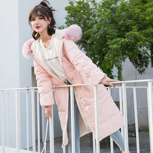 Pink Tcyeek брендовый женский пуховик, женский зимний пуховик с натуральным лисьим мехом и капюшоном, Женская длинная теплая одежда, толстая парка 19609 - Цвет: Pink