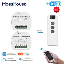Tuya Smart Life WiFi RF433 Blind Curtain Switch with Remote for Electric Roller Shutter Sunscreen Google Home Alexa Smart Home