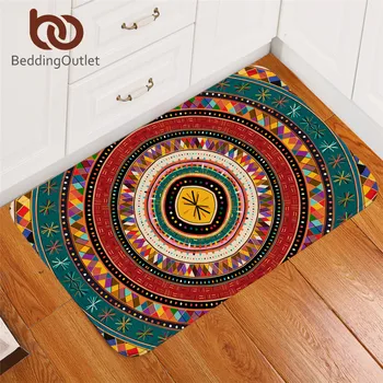 

BeddingOutlet Aztec Rectangle Area Rug African Doormat Non-slip Folkloric Tribe Circle Bathroom Floor Mat Ethnic Colorful Carpet
