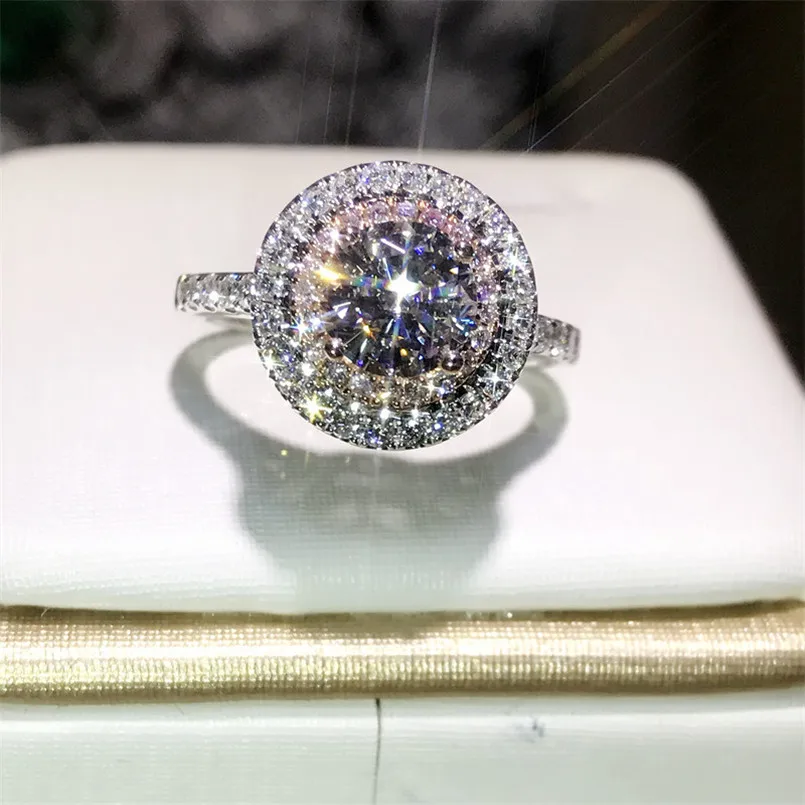 CC винтажные серебряные кольца S925 для женщин элегантное кольцо розовый круглый