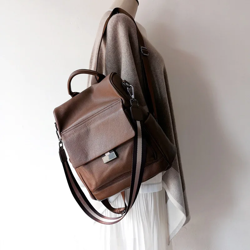 

Head Layer Cowhide Both Shoulders Backpack Leisure Time Single Shoulder Dual Purpose Will Capacity Genuine Leather Woman Package