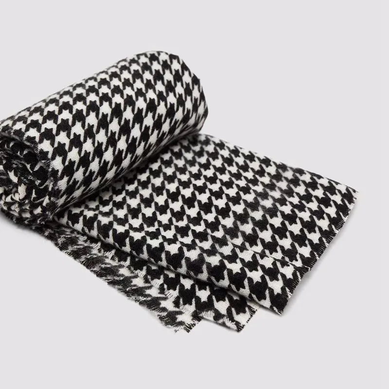 new arrival women black white houndstooth cashmere blanket scarves female winter thick warm arylic shawl wraps brand scarf