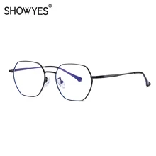 SHOWYES, неправильная личность, синий светильник, блокирующие очки для женщин, полигон, большие размеры, металлическая оправа, более размера d, анти-синие очки 037