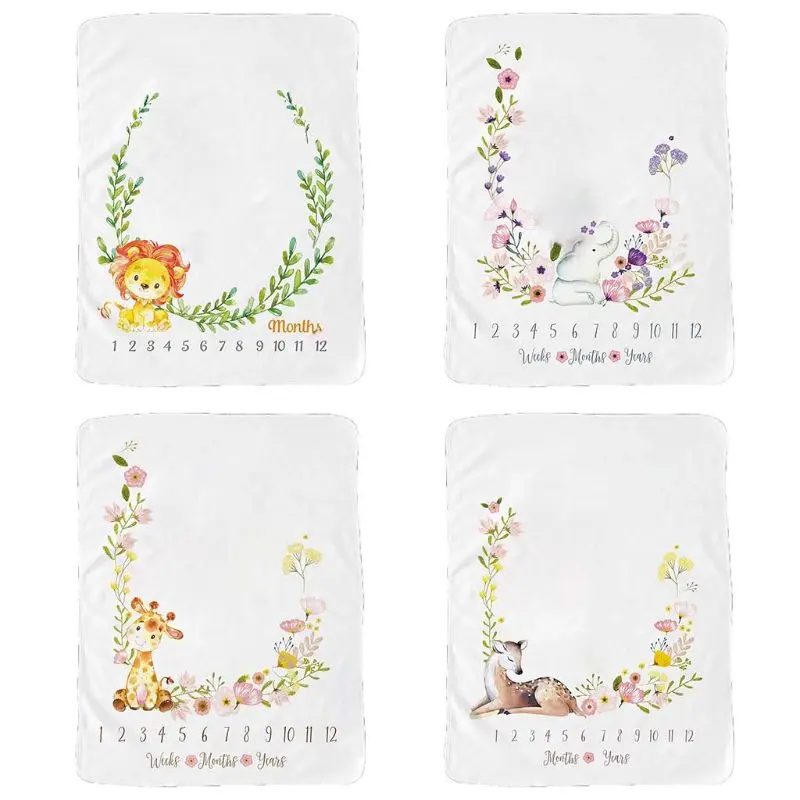 

Baby Monthly Record Growth Milestone Blanket Animal Pattern Photography Props