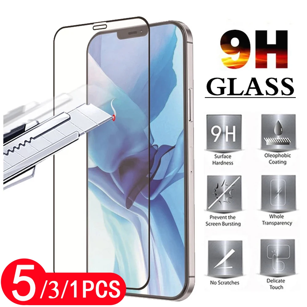 

5/3/1 шт. полное покрытие закаленное стекло для iPhone 12 mini 11 pro Max X XS XR 8 7 plus SE 2020 Защитная пленка защита для экрана телефона