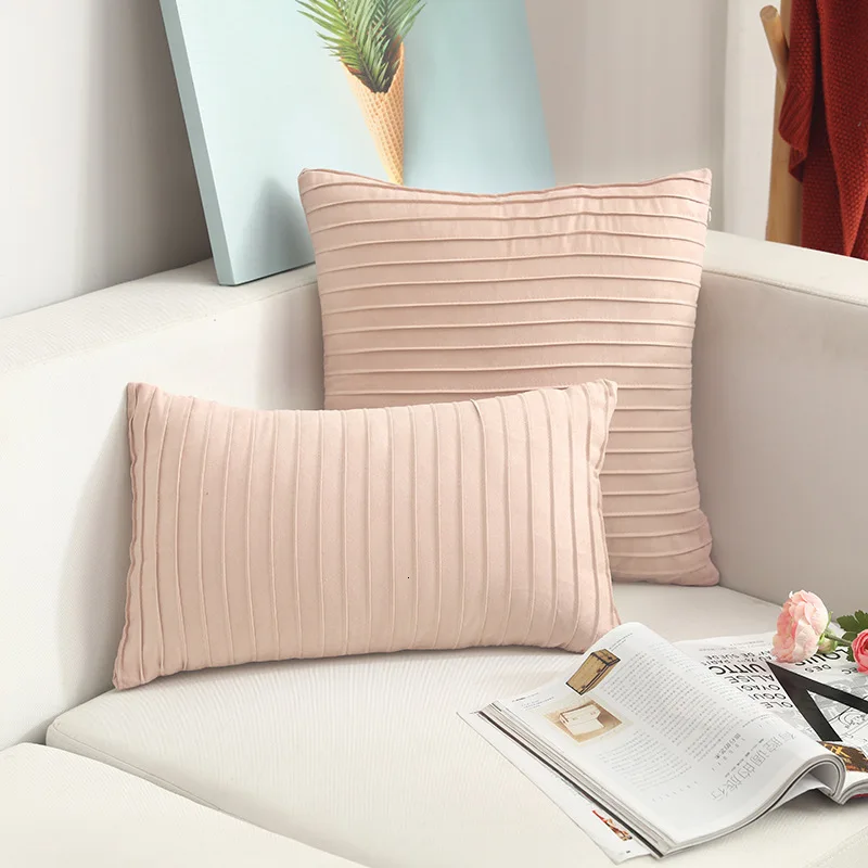 Modern Simple Nordic Velvet Pillow Cover Vertical Terms Cushion Cover For Sofa Decoration Cushion Cover - Цвет: 53