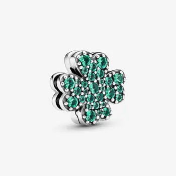 

925 Sterling silver Vintage Clover clip reflexions Crystal charm beads fit original Pan bracelet diy women jewelry making