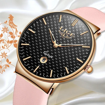 

2020 LIGE New Fashion Elegant Women Watches Luxury Bracelet Women Casual Leather Strap Starry Quartz Watch Relogio Feminino+Box