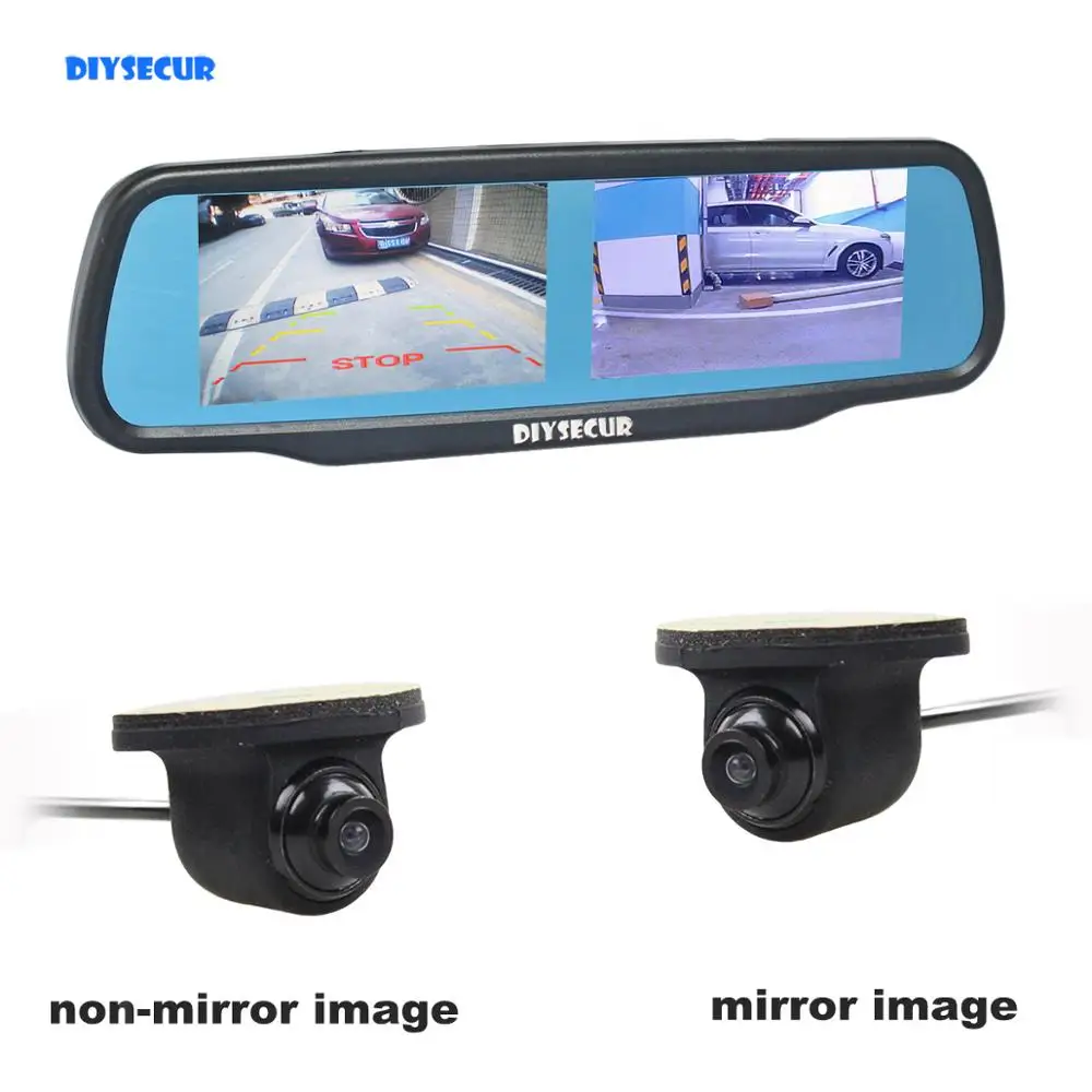 Diysecur リアビューカメラ,ダブルスクリーン,4.3インチ,tft lcd,フロントおよびサイドビュー,車用ミラーモニターrear
