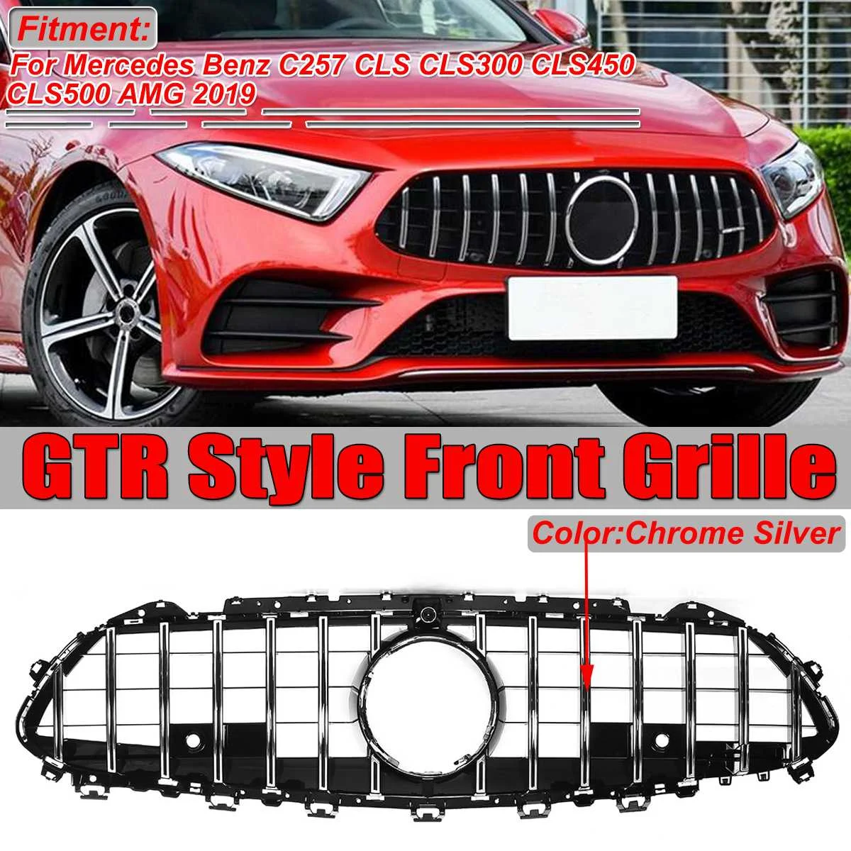 

New CLS C257 GT Grill GTR Car Auto Front Racing Grille Grill For Mercedes For Benz C257 CLS CLS300 CLS450 CLS500 For AMG 2019